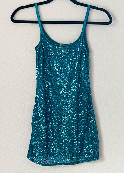 Y2k Blue Sequin Mini Dress (S)