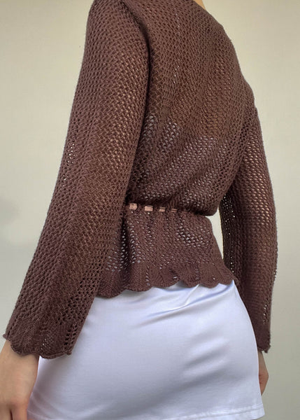 Y2k Brown Knit Cardigan (S-M)