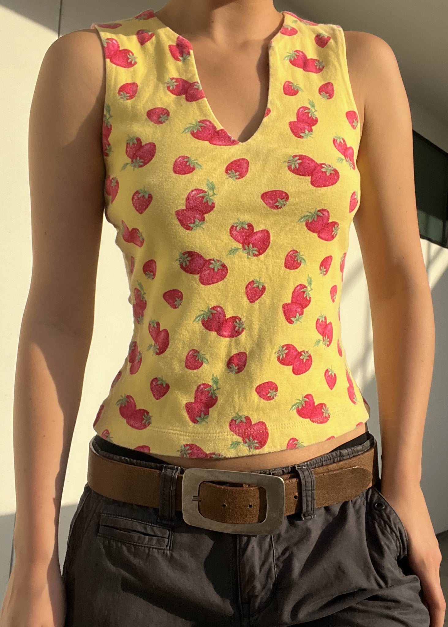 Y2k Strawberry Print Tank (S)