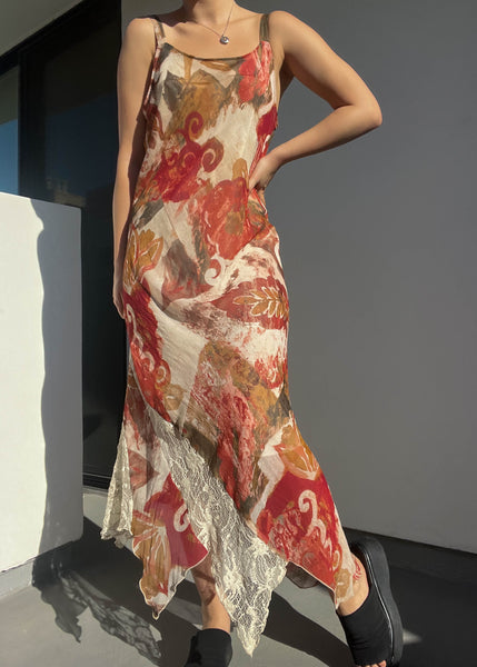 Watercolor Print Maxi Dress (M-M/L)