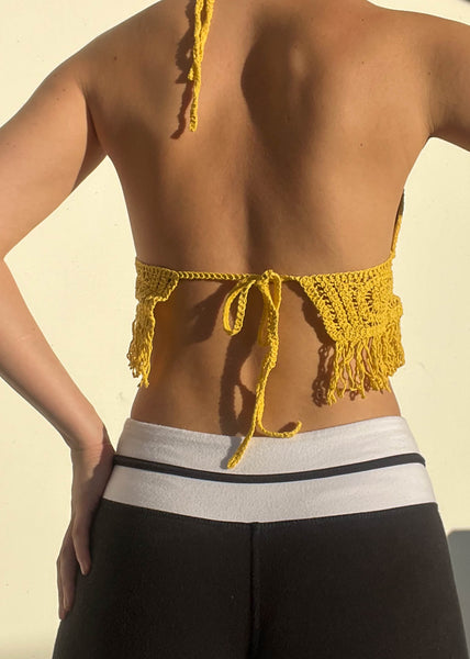 Y2k Flower Crochet Halter Top (S)