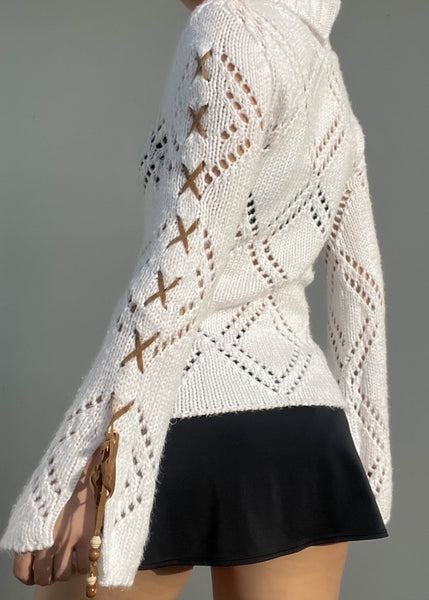 Lace Up Bell Sleeve Knit (M)