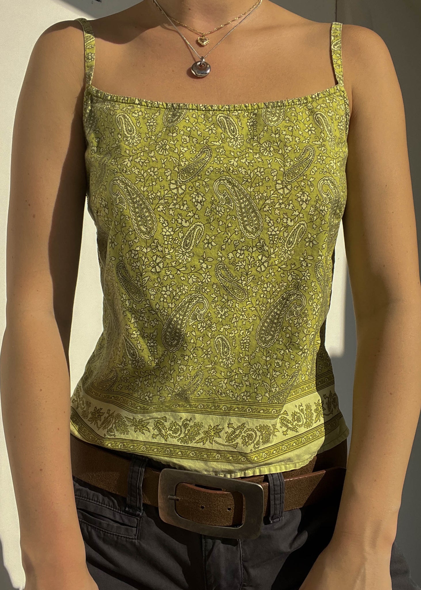 Y2k Green Paisley Tank (S)