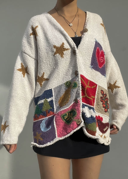 90's Happy Patchwork Knit (XL)