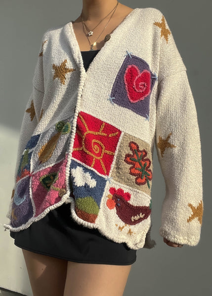 90's Happy Patchwork Knit (XL)
