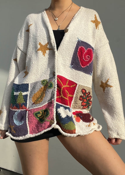90's Happy Patchwork Knit (XL)