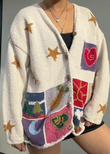 90's Happy Patchwork Knit (XL)