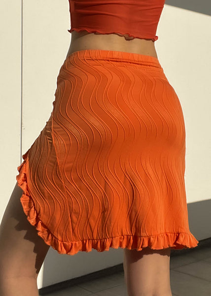 Y2k Orange Slit Midi Skirt (S)