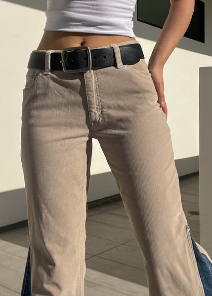 Beige Cord & Blue Denim Flares (M)