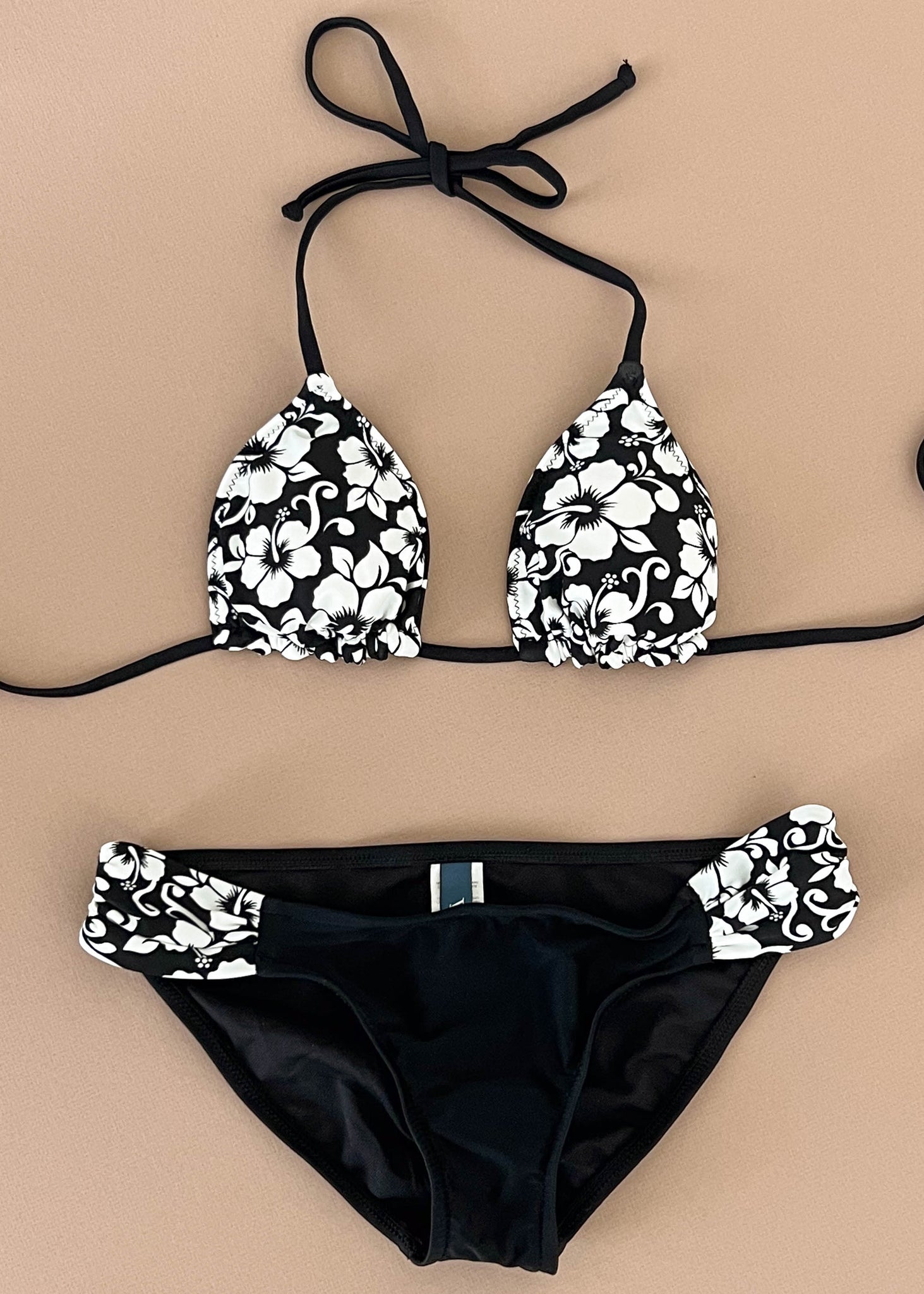 Y2k Black & White Tropical Bikini