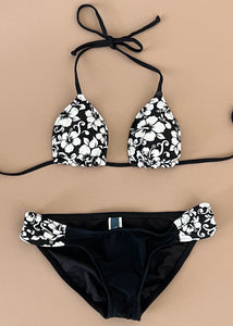 Y2k Black & White Tropical Bikini