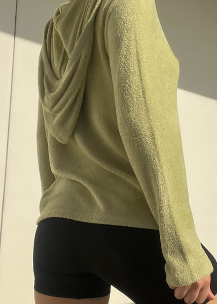 Vintage Plush Green Hoodie (S-M)
