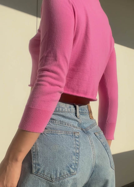 Y2k Pink Knit Cardi (S)