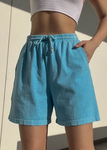 90's Blue Drawstring Shorts (M)