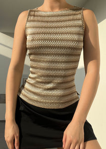 90's Gold Stripe Knit Tank (S)