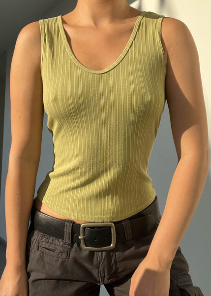 90's Green Stretchy Ribbed Tank (S)