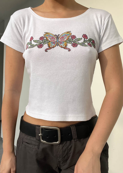 Y2k Butterfly Rose Tee (S)