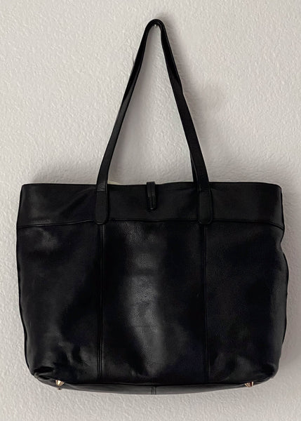 Black Leather Tote w/ Food Charms