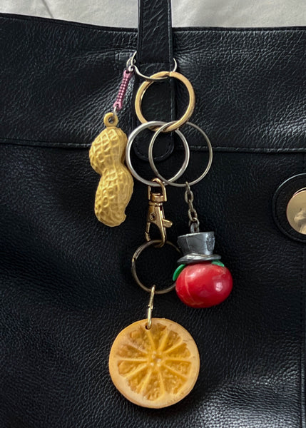 Black Leather Tote w/ Food Charms