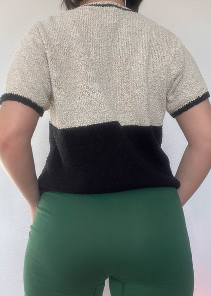 80's Beige & Black Knit Top (M)