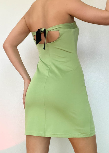 90's Strapless Green Mini Dress (S)