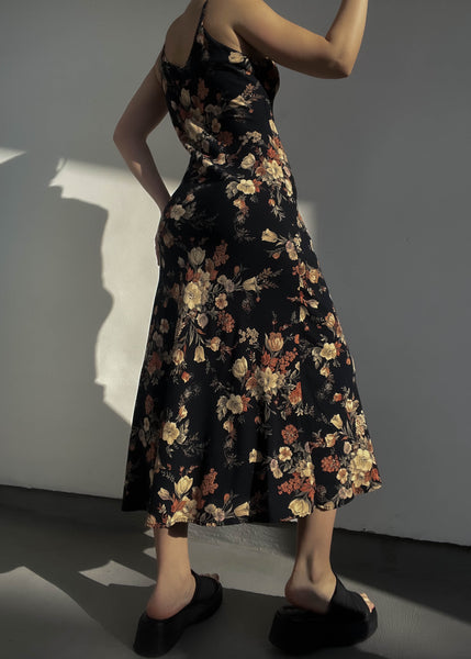 Autumn 90’s Floral Maxi Dress (S-M)