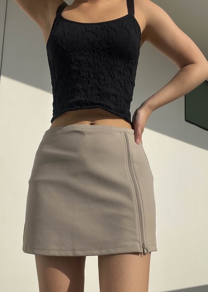 Y2k Sporty Olive Zip Mini Skort (M)