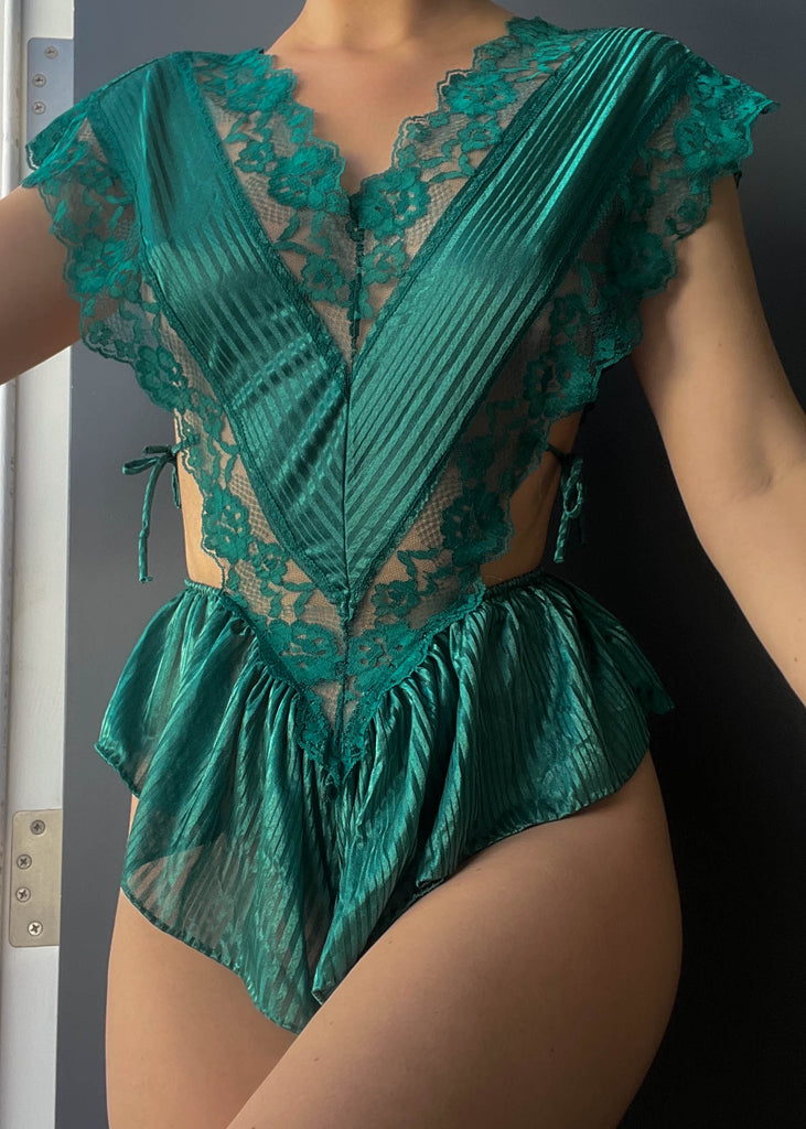 Emerald 80's Lingerie Teddy (S) Retro and Groovy Emerald 80's Lingerie Teddy (S) Retro and Groovy
