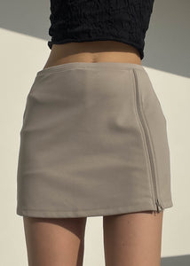 Y2k Sporty Olive Zip Mini Skort (M)