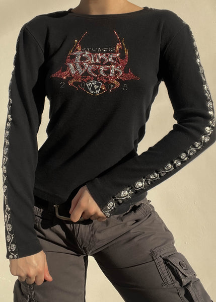 Skull Sleeve Bike Week Top (S)