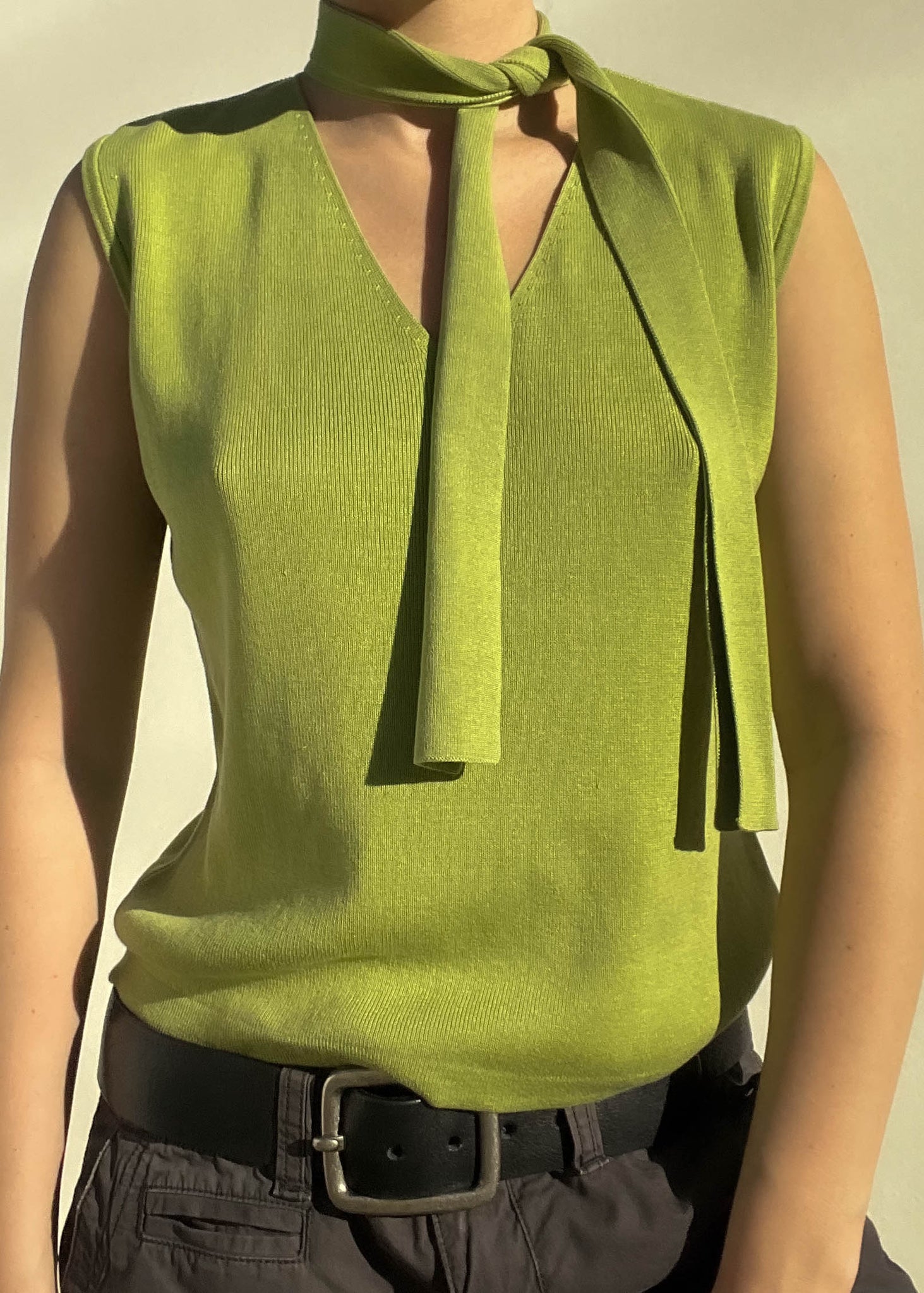 90's Green Knit Tie Tank (L)