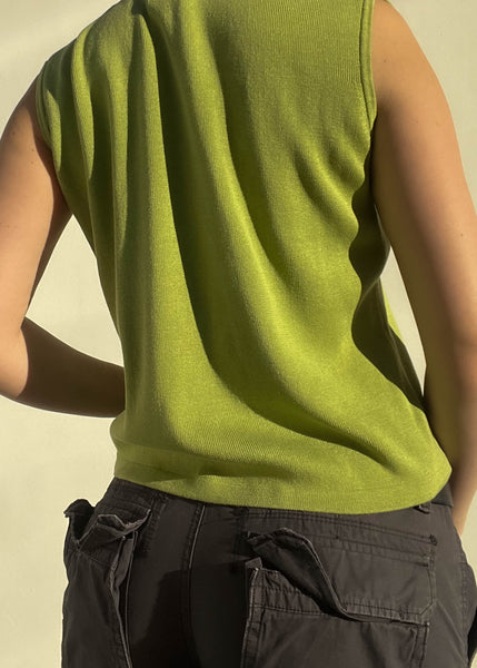 90's Green Knit Tie Tank (L)