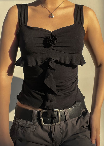 Y2k Rosebud Ruffle Tank (S)