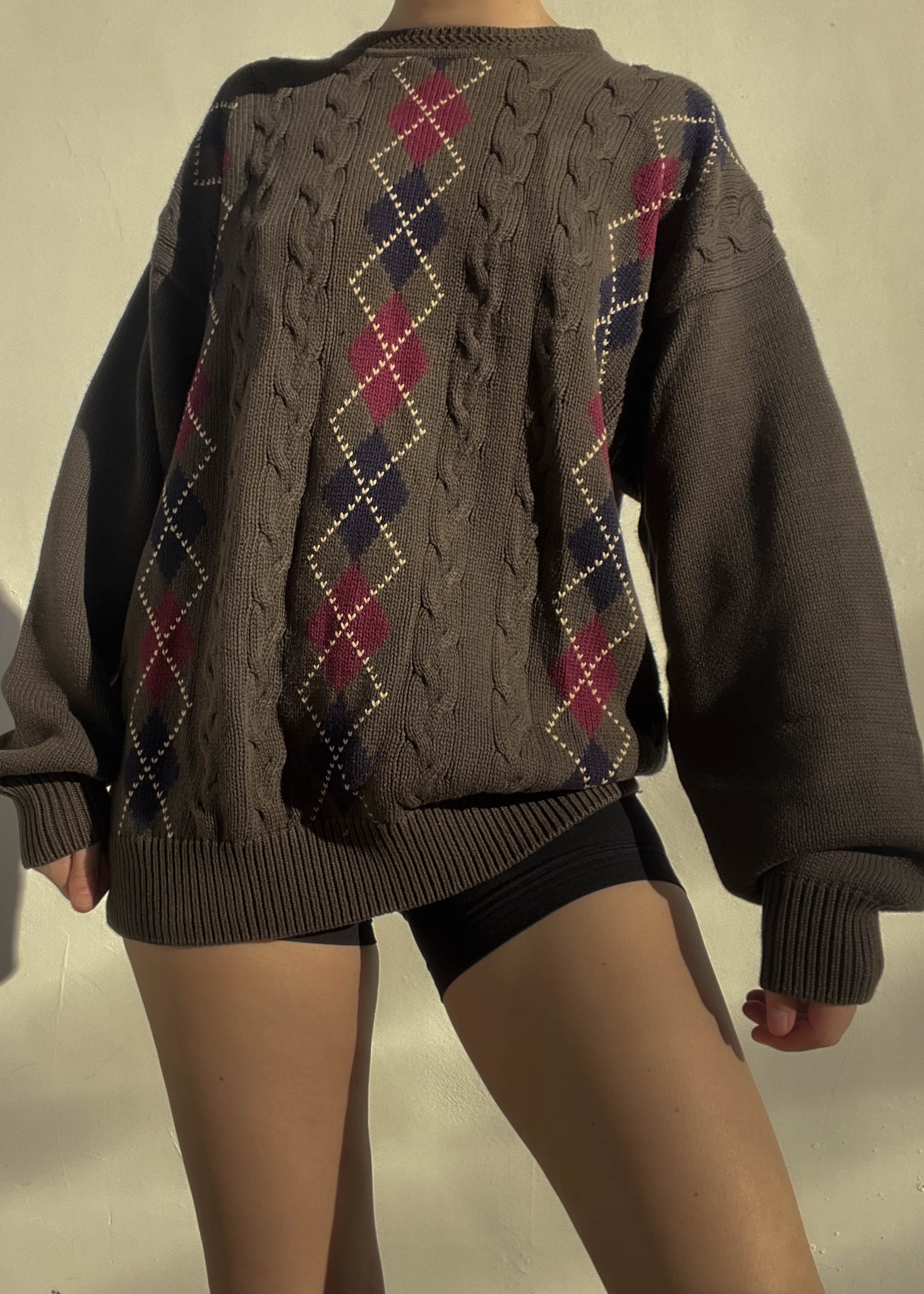90's Olive Argyle Sweater (L-XL)