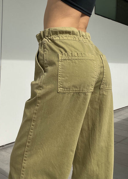 Chartreuse Denim Drawstring Pants (M)