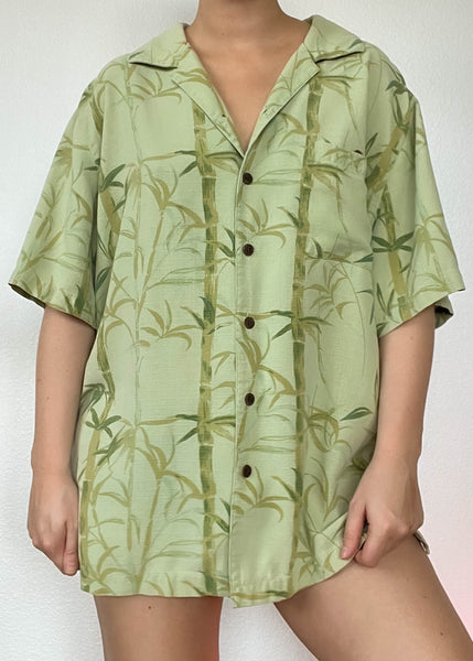 90's Green Bamboo Button Down (XL)
