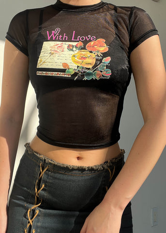 With Love Graphic Mesh Tee (XS-S)