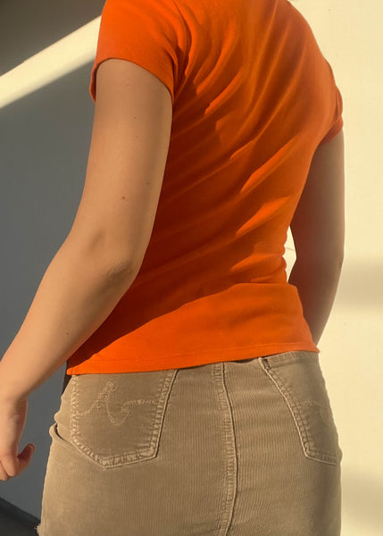 Orange Fur Trim Tee (S)
