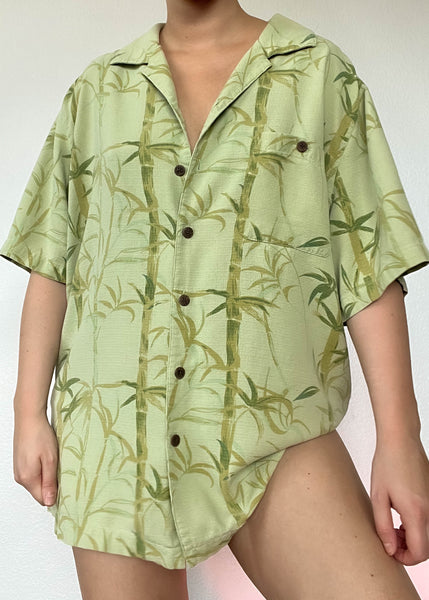 90's Green Bamboo Button Down (XL)