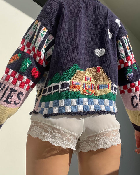 80's Cottage Print Cardigan (S-M)