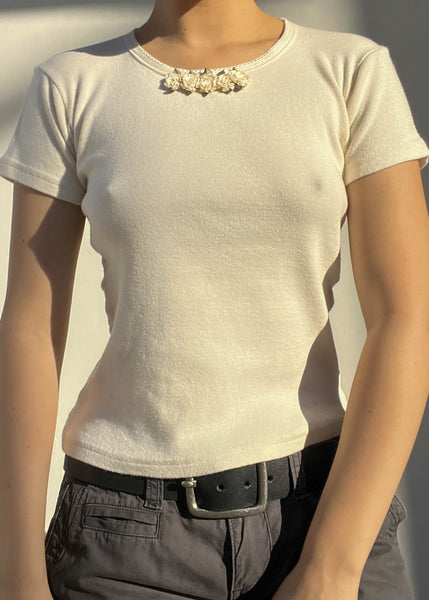 90's Cream Rosebud Tee (S)