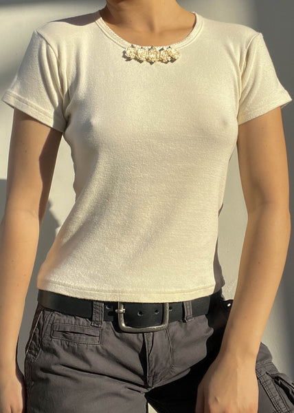 90's Cream Rosebud Tee (S)