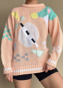 80's Abstract Pastel Sweater (L)