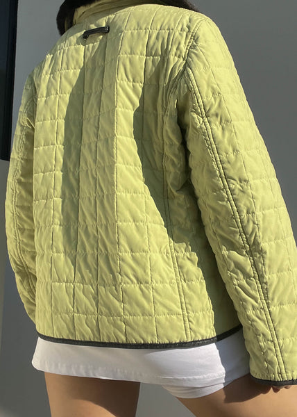 Green Quilted Fur Collar Jacket (M)