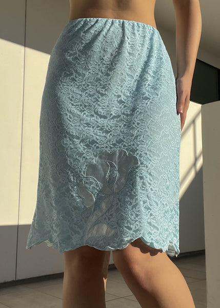 Baby Blue Lace Midi Skirt (S)