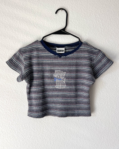 90's Striped Kitten Tee (S)