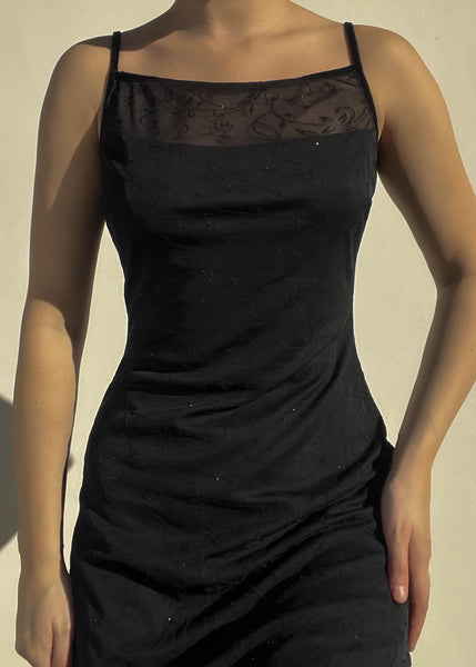 90’s Black Sparkle Midi Dress (S)