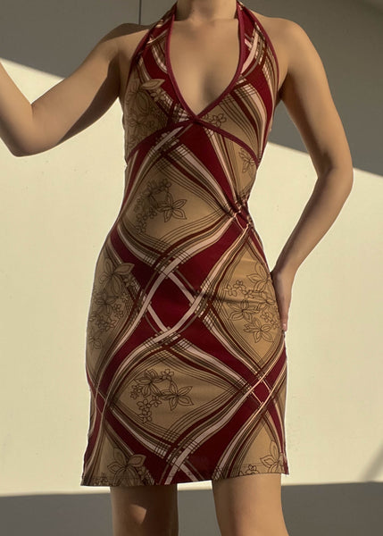 Late 90's Wavy Print Halter Dress (S)