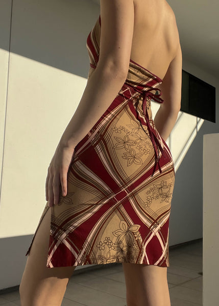 Late 90's Wavy Print Halter Dress (S)