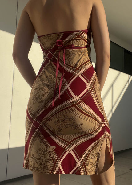 Late 90's Wavy Print Halter Dress (S)